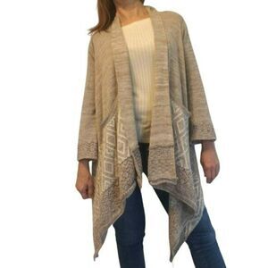 Paper Crane Tan & Aztec Waterfall Cardigan Sweater Small